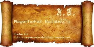 Mayerhofer Balabán névjegykártya